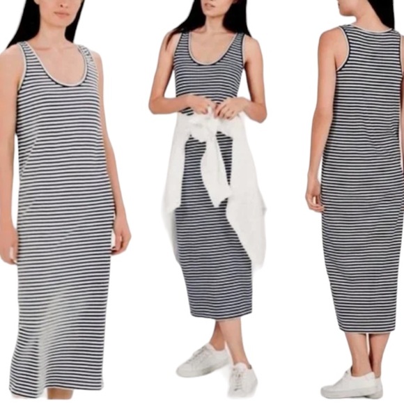 EVERLANE | Striped Racerback Maxi Dress - Navy/White Stripes - Picture 1 of 5